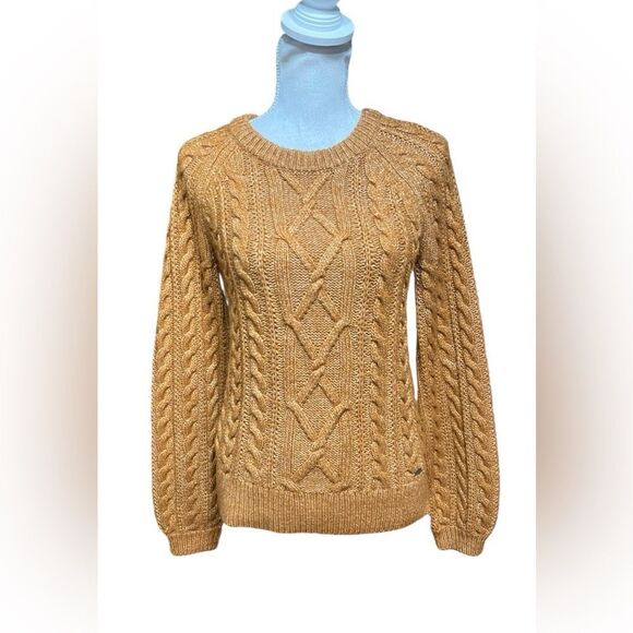 ABERCROMBIE & FITCH Women's Mustard Pullover Cable Knit Sweater - Small - Picture 1 of 4